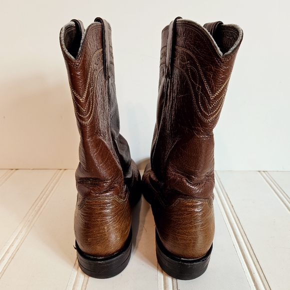 Justin Boots Womens  7 Brown Stinson 10" Smooth Ostrich Roper Western Cowboy - Picture 5 of 16